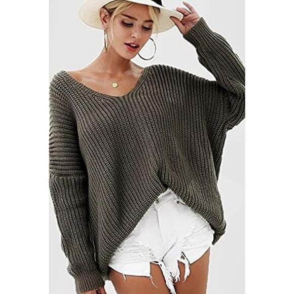 Oversized Lace Up Knit Pullover Sweater - Picture 4 of 10